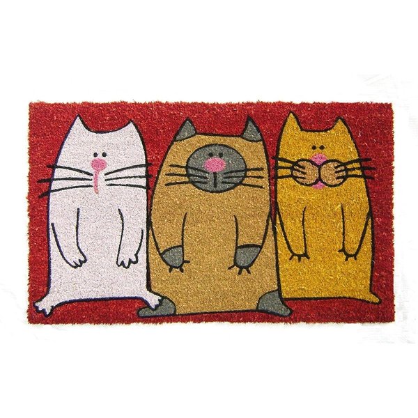Geo Crafts Geo Crafts G383 3 COLORFUL CATS 18 x 30 in. Vinyl PVC Backed Coco Mat G383 3 COLORFUL CATS
